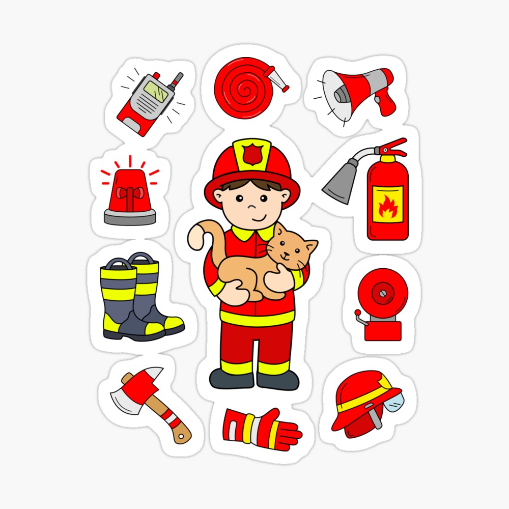 Boy as Fireman with Cat and Firefighter Accessories Boy as Fireman with Cat and Firefighter Accessories