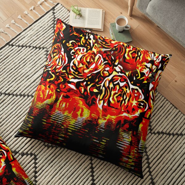 pastel floral folk art motif Floor Pillow