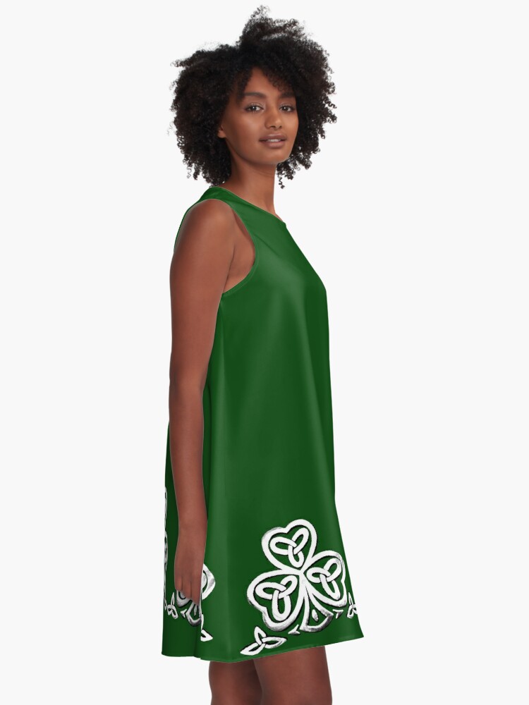 Alternate view of celtic shamrock A-Line Dress