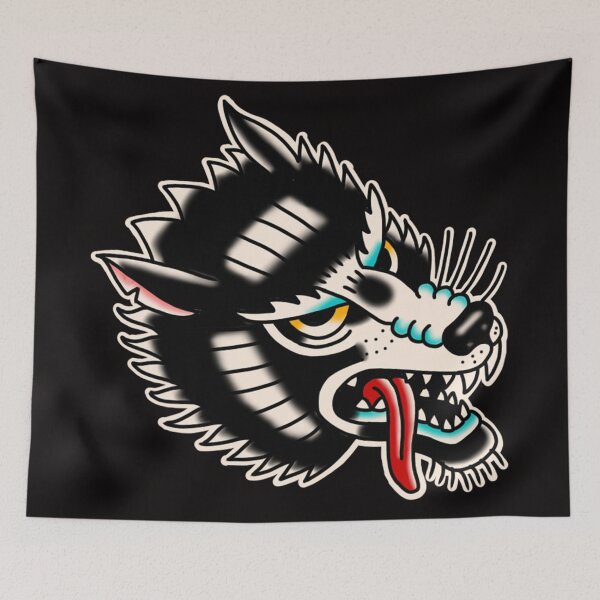 Item preview, wolf traditional tattoo designed and sold by rafaelwolf.