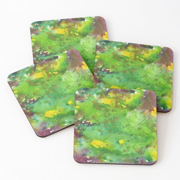 Item preview, Watercolour Ink Float in Green, Burgundy and Yellow designed and sold by LymphomaLass.