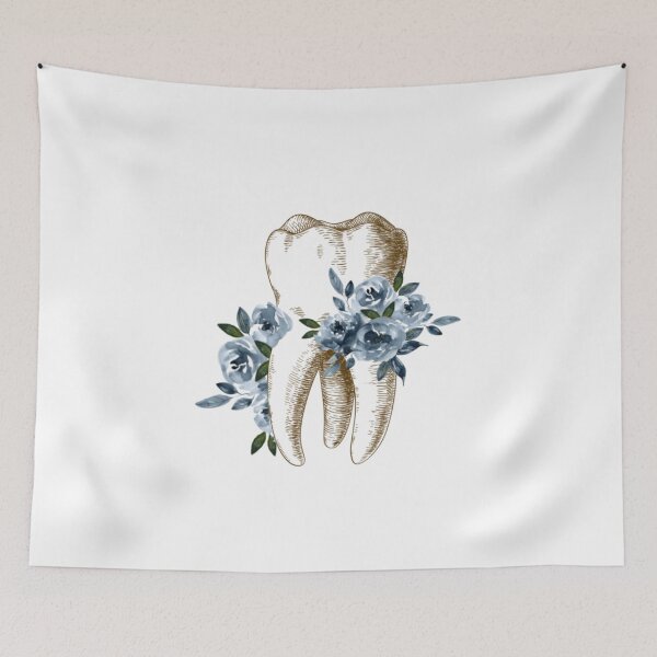 Item preview, Tooth with blue flowers, dental design designed and sold by guaka-molly.