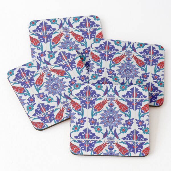 Item preview, Morocco Moroccan Blue and red floral tile ornament folk art ethnic ornamental repeated pattern  designed and sold by conceptDVS.