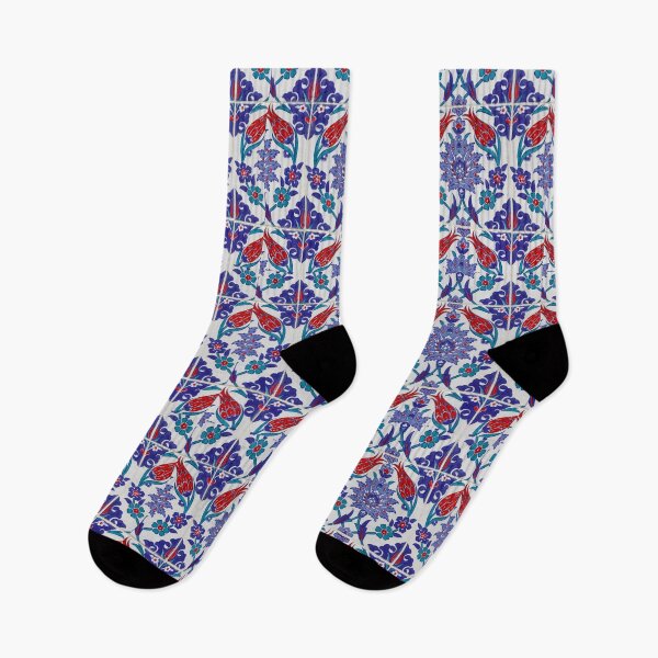Item preview, Morocco Moroccan Blue and red floral tile ornament folk art ethnic ornamental repeated pattern  designed and sold by conceptDVS.