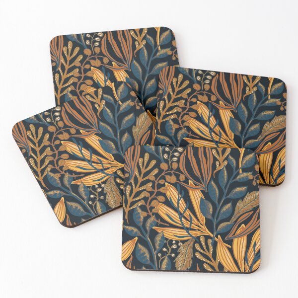 Item preview, Blue and earthy leaves designed and sold by AllPrintsAndArt.