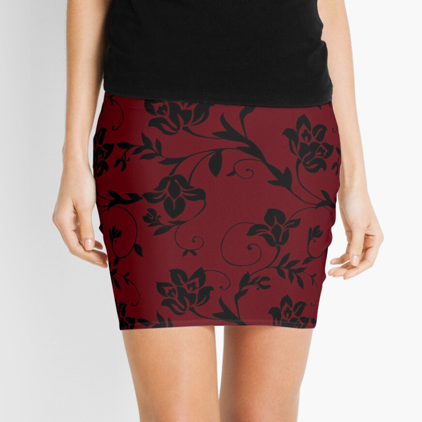 Floral Red Mini Skirt