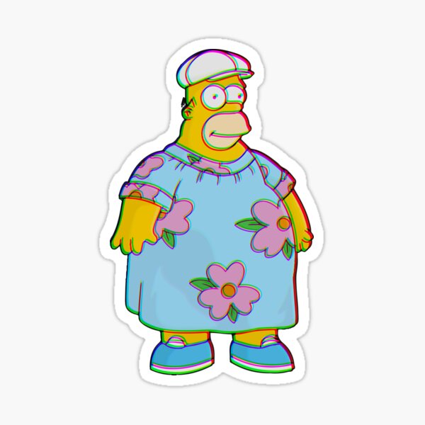Homer wears a flowered dress Sticker