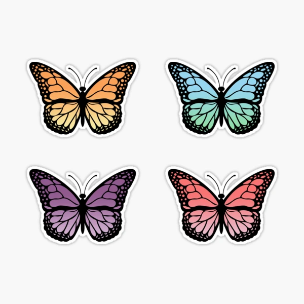 Mixed Colorful Butterfly Sticker Pack, Flower Cute Aesthetic Stickers, Girly  Stickers, Matte Vinyl Sticker Pack -  Denmark