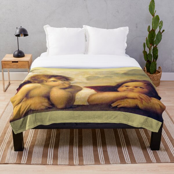 Pair of Little Cheeky Cherub Angels - by Rafael Sanzio Throw Blanket