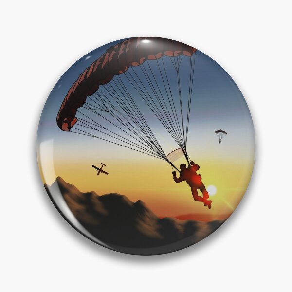 Item preview, A skydiver under canopy during sunset designed and sold by FatSlugDesigns.