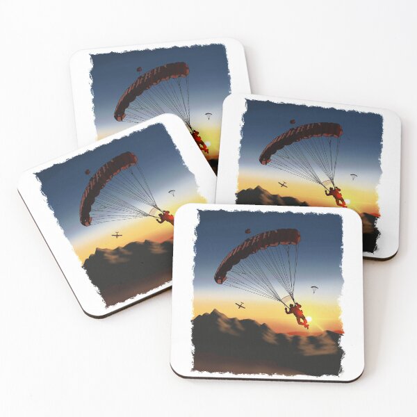 Item preview, A skydiver under canopy during sunset designed and sold by FatSlugDesigns.