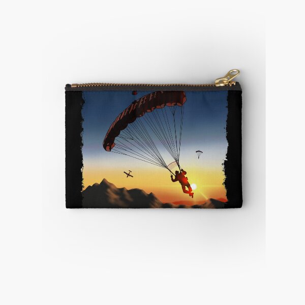 Item preview, A skydiver under canopy during sunset designed and sold by FatSlugDesigns.