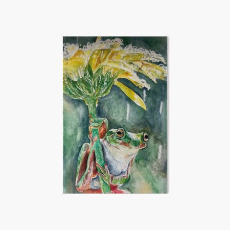 frog on a flower in the rain Art Board Print