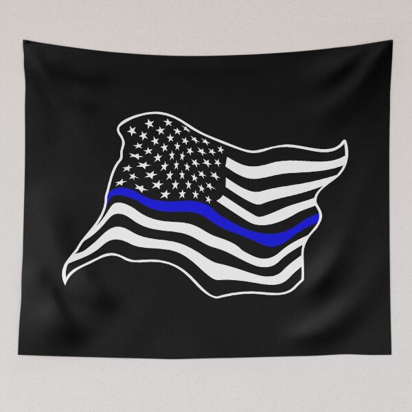 Item preview, Waving USA Police Thin Blue Line Flag designed and sold by hobrath.