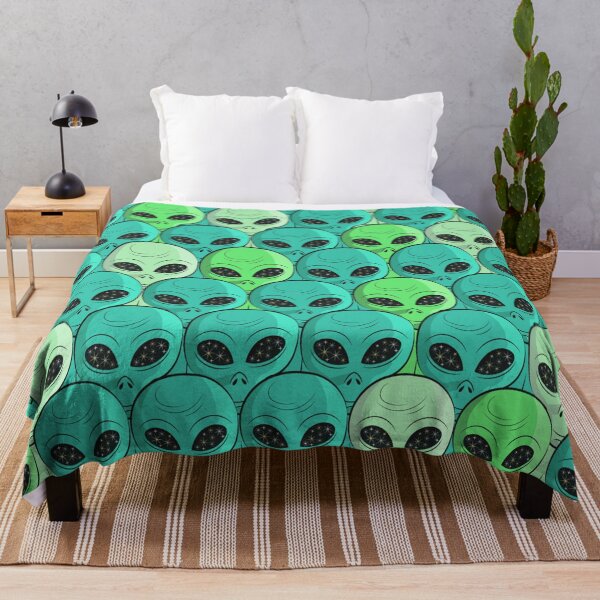 Item preview, Blue Green Aqua Space Alien Aliens Area 51 Grey Greys Gray Grays in Green Blue designed and sold by Spaceshipsells.