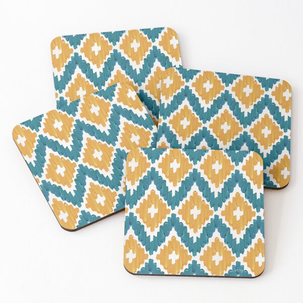 Item preview, Textile Diamonds – Teal & Ochre designed and sold by Cat Coquillette.