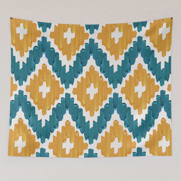Item preview, Textile Diamonds – Teal & Ochre designed and sold by Cat Coquillette.