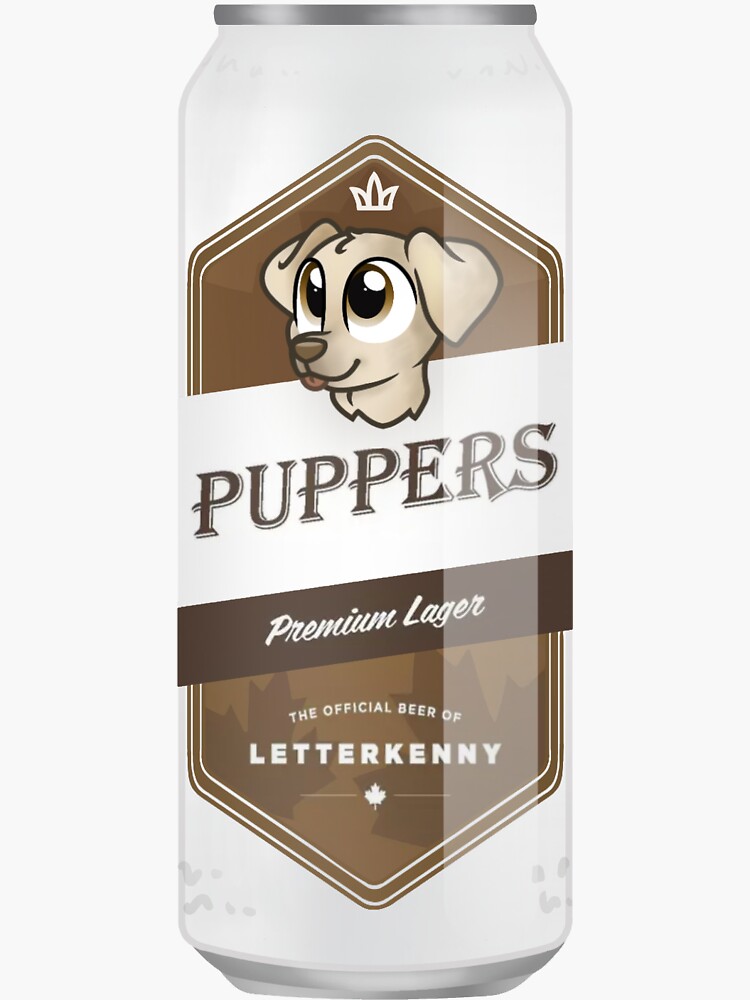 "Puppers Lager Beer can" Sticker for Sale by iLoveOstriches Redbubble