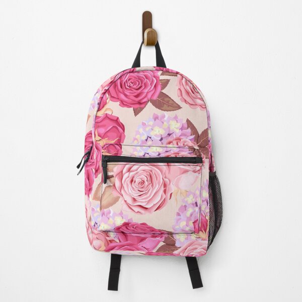 Item preview, Pink Roses Painting & Purple Hydrangea Flowers designed and sold by newburyboutique.