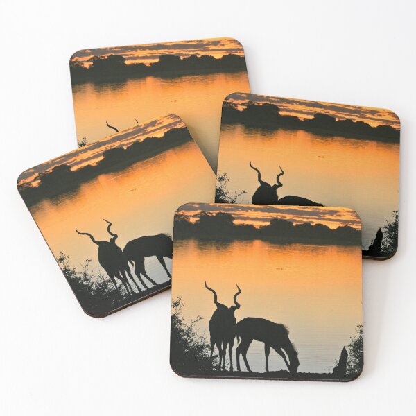 Item preview, Antelopes at Sunset in Africa. Silhouetted Antelope Horns along the Chobe River. designed and sold by KarenZuk.