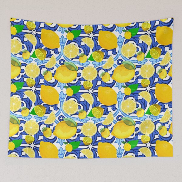 Artikelvorschau, Lemon On Top Of Blue And White Tile Italian Style  entworfen und verkauft von AmyCreats.
