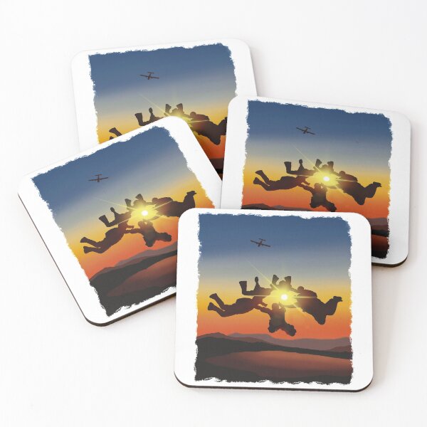 Item preview, 6-way Group skydiving fun during sunset designed and sold by FatSlugDesigns.