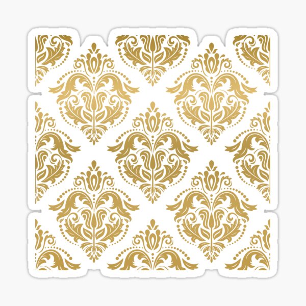 "Elegant Gold & White Floral Damasks" Sticker by artonwear Redbubble