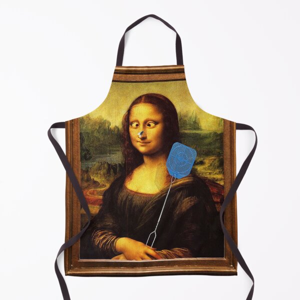 Item preview, Leonardo da Vinci Funny Mona Lisa with fly swatter fly on nose designed and sold by MindChirp.