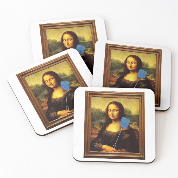 Item preview, Leonardo da Vinci Funny Mona Lisa with fly swatter fly on nose designed and sold by MindChirp.