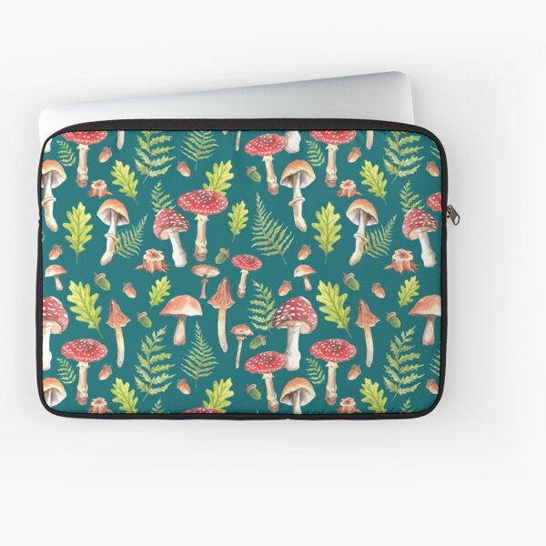 Mushroom Medley Teal Laptop Sleeve