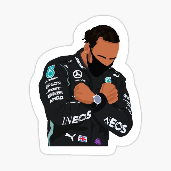 Lewis Hamilton honrando a Chadwick Boseman en el Gran Premio de Bélgica 2020 Pegatina