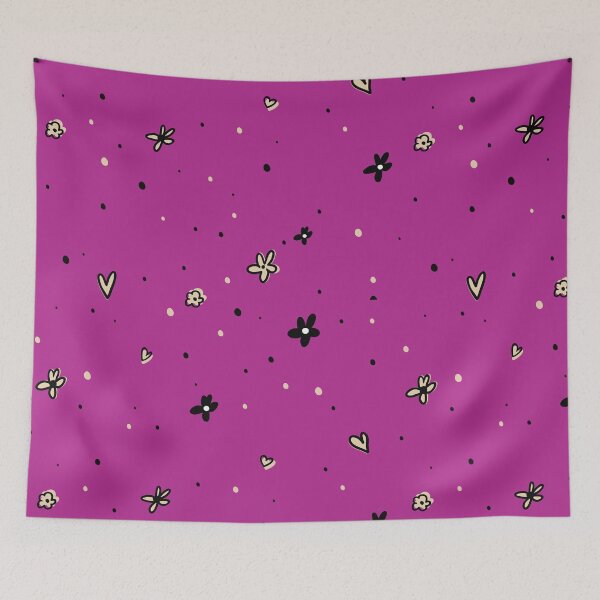 Item preview, Hearts, flowers and butterflies, cute pattern, adorable motif with pastel color, spring aesthetic - Vivid Pink designed and sold by PattyTheGecko.