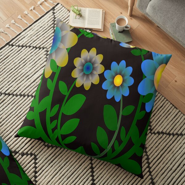 pastel floral folk art motif Floor Pillow