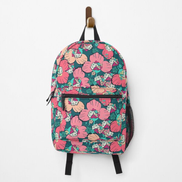 Item preview, Abstract flowers, Pink-coral on a green background designed and sold by Alex Blud.