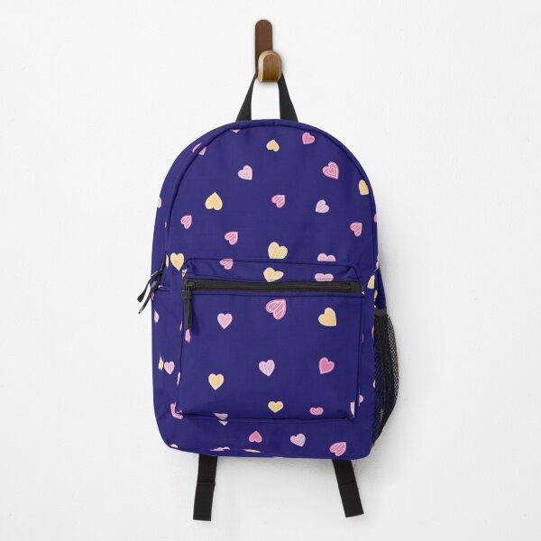 Item preview, Little hand-drawn pink, red and yellow hearts pattern - Dark Blue designed and sold by PattyTheGecko.