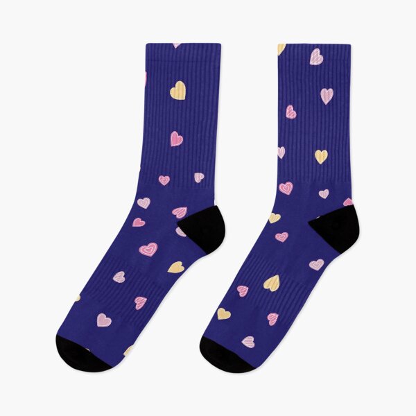 Item preview, Little hand-drawn pink, red and yellow hearts pattern  - Dark Blue designed and sold by PattyTheGecko.