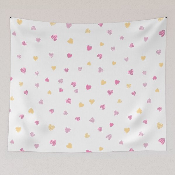 Item preview, Little hand-drawn pink, red and yellow hearts pattern  - White designed and sold by PattyTheGecko.