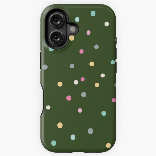 Vista previa del artículo con la obra «Adorable patrón de puntos de colores pastel - Patrón de lunares, estética punteada - Verde oscuro», diseñado y vendido por PattyTheGecko.