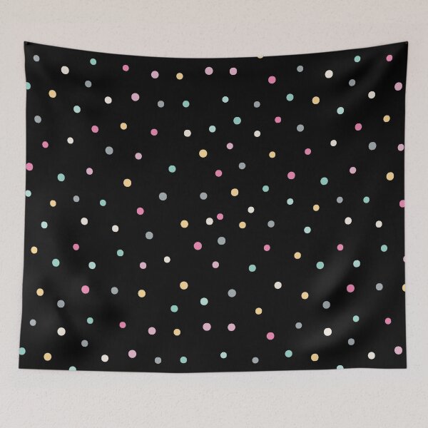 Item preview, Adorable Pastel Coloured Dots Pattern - Polka dot pattern, dotted aesthetic - Black designed and sold by PattyTheGecko.