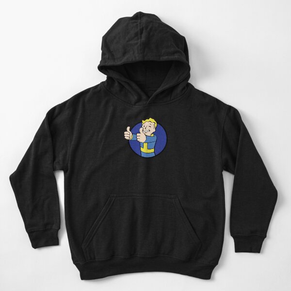 New Fallout Kids Pullover Hoodies Redbubble - vault boy jumpsuit he gots no pipboy roblox