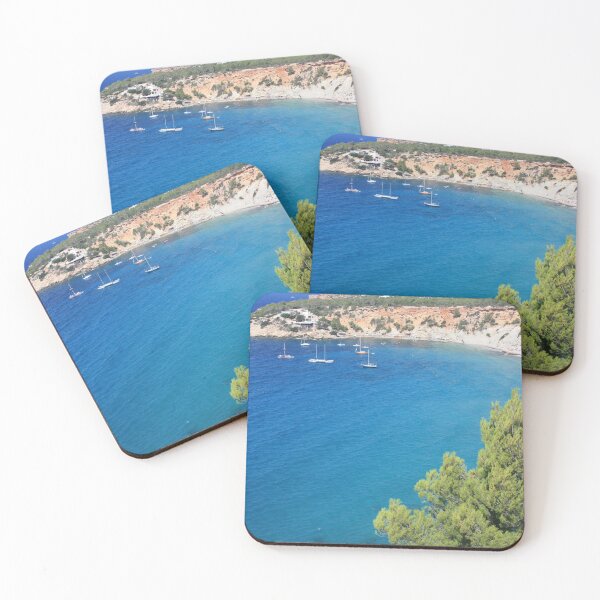 Item preview, The solitary islet of Es Vedra in contrast against the blue sea of ​​Ibiza immersed in the green and arid wild nature in Spain designed and sold by alessiapenny.