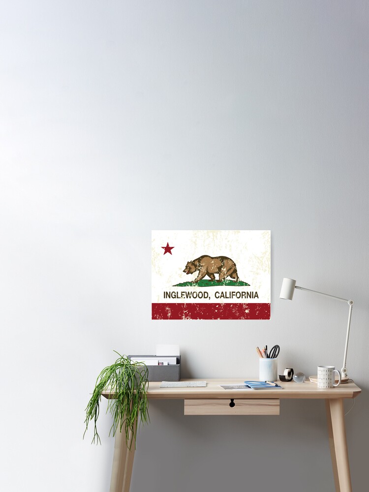 Inglewood California Republic Flag Distressed Poster Von Norcal