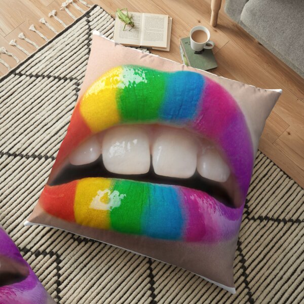 Rainbow Lips Floor Pillow