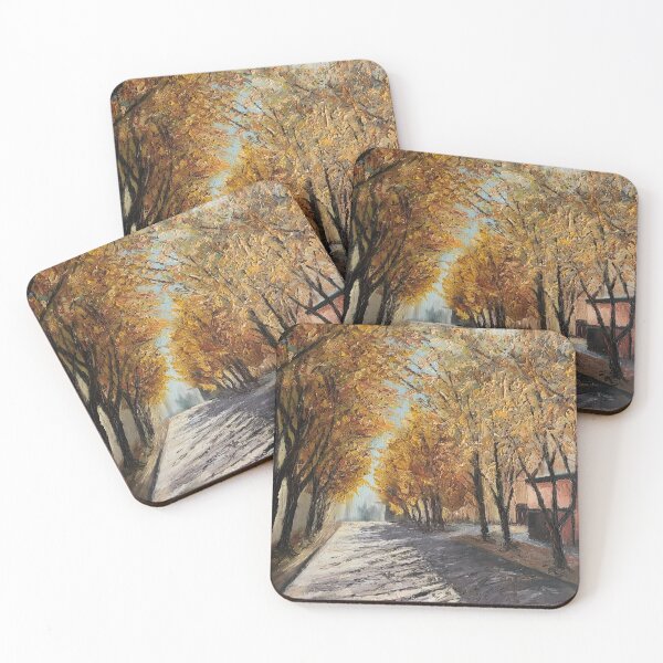 Item preview, Street with golden yellow maiden hair trees on the sides designed and sold by gloriaC CREATE.