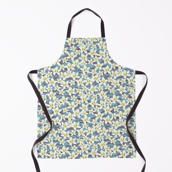 Item preview, White vanilla flowers on a gray-blue background designed and sold by Alex Blud.