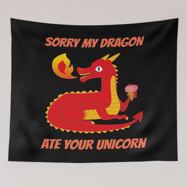 Item preview,  Dragons and Unicorns - Unicorns and Dragons Red designed and sold by Coder-T.
