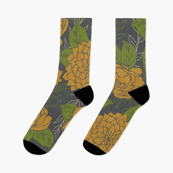 Item preview, Floral Pattern in Goldenrod designed and sold by latheandquill.