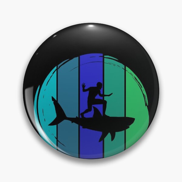 Item preview, Funny Distressed Vintage Shark Rider Silhouette designed and sold by BrighterVibes.