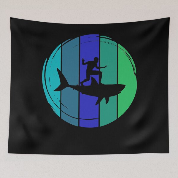 Item preview, Funny Distressed Vintage Shark Rider Silhouette designed and sold by BrighterVibes.