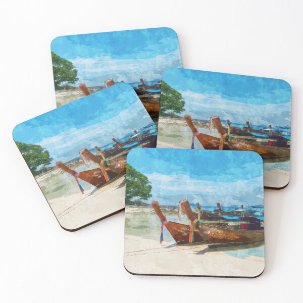 Item preview, Boats on the Tropical Beach - Watercolor designed and sold by d1mology.